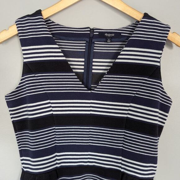 Madewell Womens Gallerist Stripemix Blue Black Sheath Dress size S - Picture 2 of 6